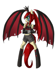 Size: 1200x1600 | Tagged: safe, artist:tomat-in-cup, oc, oc only, anthro, bat pony, unguligrade anthro, arm hooves, bat pony oc, bat wings, clothes, shorts, simple background, socks, solo, transparent background, wings