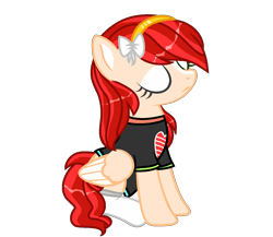 Size: 1200x1040 | Tagged: safe, artist:lazuli, oc, oc only, pegasus, pony, bow, clothes, eyes closed, hair bow, headband, pegasus oc, simple background, socks, solo, transparent background, wings