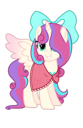 Size: 1500x2300 | Tagged: safe, artist:lazuli, oc, oc only, alicorn, pony, alicorn oc, base used, bow, clothes, grin, hair bow, hair over one eye, horn, simple background, smiling, solo, transparent background, wings