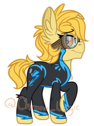 Size: 375x505 | Tagged: safe, artist:chrono_logic, oc, oc only, oc:renegade youth, unicorn, clothes, female, goggles, jumpsuit, long ears, mare, simple background, solo, transparent background