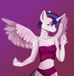 Size: 1670x1700 | Tagged: safe, artist:ske, princess flurry heart, alicorn, anthro, female, gradient background, mare, midriff, older, older flurry heart, solo, tube top