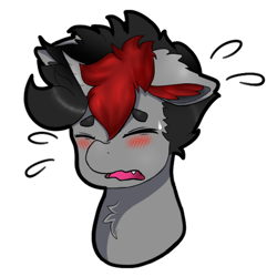 Size: 512x512 | Tagged: safe, artist:mythos art, oc, oc only, oc:cinder smith, dracony, dragon, hybrid, pony, chibi, commission, crying, digital art, emoji, emote, emotes, male, simple background, solo, sticker, telegram sticker, transparent background