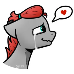 Size: 2000x2000 | Tagged: safe, artist:jellysiek, oc, oc:cherry feather, pegasus, pony, bust, crying, heart, love, pegasus oc, pictogram, simple background, solo, tears of joy, vent art, wavy mouth, white background