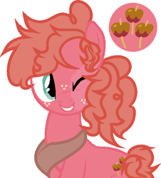 Size: 512x567 | Tagged: safe, artist:undertaleartist10, oc, oc:candy apple, pony, base used, cutie mark, female, filly, offspring, one eye closed, parent:big macintosh, parent:pinkie pie, parents:pinkiemac, solo, wink