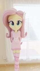 Size: 1080x1920 | Tagged: safe, artist:efk-san, fluttershy, equestria girls, 3d, clothes, cute, kneesocks, looking at you, shyabetes, socks, solo, sweater