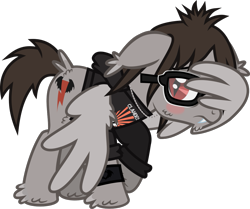 Size: 1145x955 | Tagged: safe, artist:lightningbolt, pegasus, pony, undead, vampire, vampony, .svg available, bags under eyes, blushing, butt fluff, cheek fluff, clandestine industries, clothes, covering, ear fluff, embarrassed, fangs, floppy ears, fluffy, glasses, hoodie, hoof fluff, jewelry, male, mikey way, my chemical romance, necklace, ponified, raised hoof, shy, simple background, slit eyes, solo, svg, tail feathers, transparent background, vector, wing hands, wings, wristband