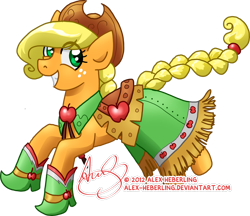 Size: 1024x886 | Tagged: safe, artist:alex-heberling, derpibooru import, part of a set, applejack, earth pony, pony, braided tail, clothes, dress, female, gala dress, mare, simple background, smiling, solo, transparent background