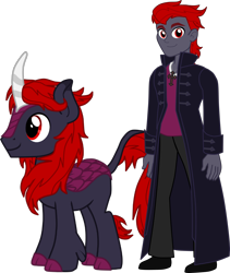 Size: 2517x2986 | Tagged: safe, artist:shadymeadow, oc, oc:vampire eclipse, kirin, equestria girls, kirin oc, male, red and black oc, red eyes, simple background, solo, transparent background