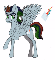 Size: 4292x4712 | Tagged: safe, artist:celestial-rainstorm, oc, oc:prism storm, pegasus, pony, male, offspring, parent:rainbow dash, parent:soarin', parents:soarindash, simple background, solo, stallion, white background