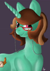 Size: 3307x4677 | Tagged: safe, artist:sugar lollipop, oc, oc only, oc:beauty stamp, pony, unicorn, cute, female, glasses, horn, looking at you, mare, owner:edwinn, simple, simple background, simple shading, smiling, smiling at you, solo, unicorn oc