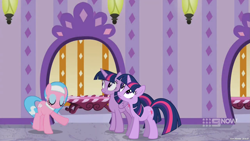 Size: 2197x1236 | Tagged: safe, artist:faze-alan-mskull2019, derpibooru import, edit, edited screencap, screencap, aloe, twilight sparkle, twilight sparkle (alicorn), unicorn twilight, alicorn, pony, unicorn, spoiler:deep tissue memories, spoiler:mlp friendship is forever, deep tissue memories, female, looking up, paradox, self ponidox, smiling, twolight