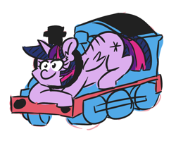 Size: 1000x800 | Tagged: safe, artist:threetwotwo32232, derpibooru import, twilight sparkle, twilight sparkle (alicorn), alicorn, pony, female, mare, simple background, solo, thomas the tank engine, train, white background