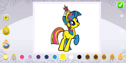 Size: 1440x720 | Tagged: safe, derpibooru import, twilight sparkle, oc, oc:killvfire, app, big crown thingy, donut steel, element of magic, jewelry, my little pony color my world, official, recolor, regalia