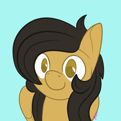 Size: 1100x1100 | Tagged: safe, artist:inkynotebook, oc, oc only, oc:crisom chin, pegasus, pony, blue background, simple background, smiling, solo