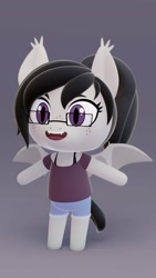 Size: 1152x2048 | Tagged: safe, artist:kekitopu, oc, oc:titty sprinkles, anthro, bat pony, 3d, 3d model, animal crossing, anthro oc, bat pony oc, bat wings, chibi, female, simple background, solo, wings