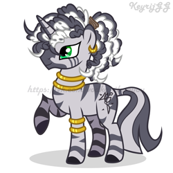 Size: 2000x2000 | Tagged: safe, artist:keyrijgg, oc, hybrid, unicorn, zebra, zony, adoptable, auction, simple background, watermark, white background, zony oc