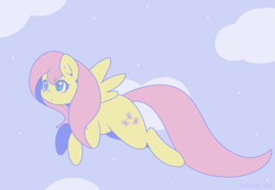 Size: 783x542 | Tagged: safe, artist:daikaluff, derpibooru import, fluttershy, pegasus, pony, cloud, cute, female, flying, heart eyes, mare, shyabetes, sky, solo, wingding eyes