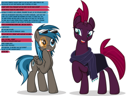 Size: 2300x1754 | Tagged: safe, artist:le-23, fizzlepop berrytwist, tempest shadow, oc, oc:going lucky, pegasus, unicorn, broken horn, eye scar, horn, pegasus oc, scar, simple background, transparent background, wings