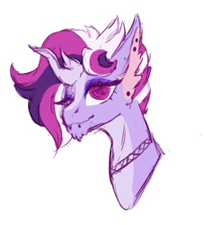 Size: 459x505 | Tagged: safe, artist:quartzel, oc, oc:quartzel, dracony, dragon, hybrid, pony, choker, ear piercing, earring, jewelry, looking at you, male, nonbinary, one eye closed, piercing, simple background, sketch, solo, transparent background, wink