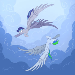 Size: 1500x1500 | Tagged: safe, artist:darkeen, oc, oc:aspen volare, pegasus, pony, cloud, flying