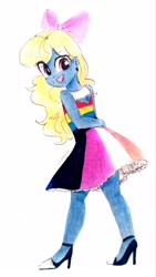 Size: 2283x4058 | Tagged: safe, artist:liaaqila, oc, oc:azure/sapphire, equestria girls, crossdressing, femboy, genderfluid pride flag, male, pansexual pride flag, pride, pride dress, pride flag, pride flags