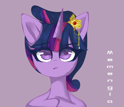 Size: 2886x2504 | Tagged: safe, artist:memengla, derpibooru import, twilight sparkle, twilight sparkle (alicorn), alicorn, pony, chinese, female, jewelry, solo