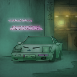 Size: 800x800 | Tagged: safe, artist:captainhoers, the sunjackers, canterlot, car, cyberpunk, new canterlot