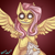 Size: 1080x1080 | Tagged: safe, artist:youmisama13, derpibooru import, angel bunny, fluttershy, pegasus, pony, rabbit, collaboration, .mov, animal, bags under eyes, colored hooves, duo, female, fluttershed, insanity, male, mare, scared, shed.mov, smiling, smirk, solo, spread wings, wings