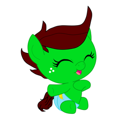 Size: 2449x2449 | Tagged: safe, artist:optimusv42, oc, oc:jungle heart, oc:jungle jewel, earth pony, pony, baby, baby pony, chest pounding, cloth diaper, dawwww, diaper, foal, friendship troopers, if only, my little pony friendship troopers, safety pin