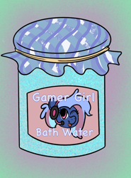 Size: 684x924 | Tagged: safe, artist:amynewblue, oc, oc:bit rate, earth pony, pony, bath water, convention, convention mascots, gamer, gamer girl, gamer girl bath water, ponyfest, ponyfest online, solo