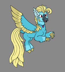Size: 703x779 | Tagged: safe, artist:phobicalbino, oc, oc only, classical hippogriff, hippogriff, colored hooves, colored wings, colored wingtips, flying, hippogriff oc, jewelry, necklace, solo, unnamed oc