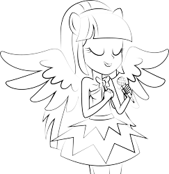 Size: 2682x2757 | Tagged: safe, artist:diilaycc, twilight sparkle, twilight sparkle (alicorn), alicorn, equestria girls, black and white, grayscale, microphone, monochrome, ponied up, simple background, solo, transparent background