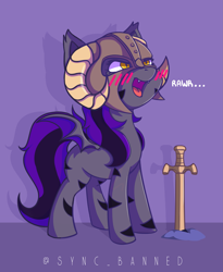 Size: 3273x4000 | Tagged: source needed, safe, artist:syncbanned, oc, bat pony, pony, bat pony oc, bat wings, blushing, commission, cute, helmet, ocbetes, rawr, solo, wings