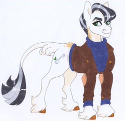 Size: 3069x2956 | Tagged: safe, artist:frozensoulpony, oc, oc:ivory alloys, earth pony, pony, high res, male, offspring, parent:maud pie, parent:mud briar, parents:maudbriar, solo, stallion, traditional art