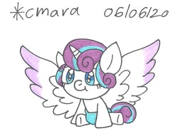 Size: 832x634 | Tagged: safe, artist:cmara, princess flurry heart, alicorn, pony, baby, baby pony, cute, diaper, female, filly, flurrybetes, solo, traditional art, wings