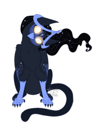 Size: 772x990 | Tagged: safe, artist:angei-bites, oc, oc:nyrah, hybrid, female, head tilt, interspecies offspring, offspring, parent:discord, parent:princess luna, parents:lunacord, simple background, solo, transparent background