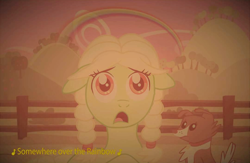 Size: 720x468 | Tagged: safe, granny smith, winona, earth pony, pony, sepia, somewhere over the rainbow, the wizard of oz, young granny smith, younger