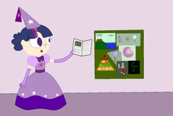 Size: 1536x1033 | Tagged: safe, artist:04startycornonline88, twilight sparkle, human, clothes, dress, gloves, gown, hennin, humanized, pamphlet