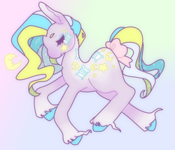 Size: 1280x1094 | Tagged: safe, artist:ask-tic-tac-toe, pillow talk (g1), pony, g1, bow, g1 to g4, generation leap, solo, tail bow