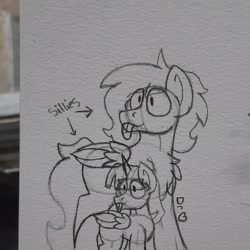Size: 2612x2612 | Tagged: safe, artist:drheartdoodles, twilight sparkle, oc, oc:dr.heart, alicorn, pegasus, :p, chest fluff, clydesdale, female, male, mare, size difference, sketch, smiling, stallion, tongue out, traditional art
