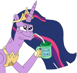 Size: 2436x2335 | Tagged: safe, artist:supahdonarudo, princess twilight 2.0, twilight sparkle, twilight sparkle (alicorn), alicorn, the last problem, cup, downvote bait, shitposting, simple background, solo, straw, transparent background, your tears are delicious