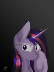 Size: 5400x7200 | Tagged: artist needed, dead source, safe, oc, oc only, oc:lina phantom, pony, unicorn, bust, glasses, horn, looking at you, not twilight sparkle, portrait, unicorn oc