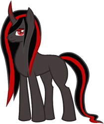 Size: 421x504 | Tagged: safe, artist:notorious dogfight, oc, oc only, oc:phantasma gloom, unicorn, fanfic:mythic dawn, fanfic art, red and black oc, simple background, solo, transparent background