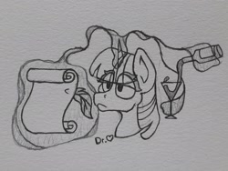 Size: 2578x1934 | Tagged: safe, artist:drheartdoodles, twilight sparkle, alcohol, bust, feather, female, magic, mare, portrait, scroll, solo, traditional art, wine