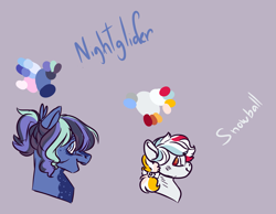 Size: 1629x1265 | Tagged: safe, artist:kiwigoat-art, oc, oc:nightglider, oc:snowball, pegasus, offspring, parent:dumbbell, parent:rainbow dash, parents:dumbdash