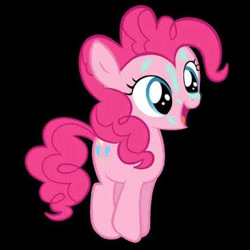 Size: 420x420 | Tagged: safe, derpibooru import, pinkie pie, earth pony, pony, cute, diapinkes, female, filly, filly pinkie pie, jumping, magical unicorn mayonnaise, mare, not a vector, smiling, solo, younger