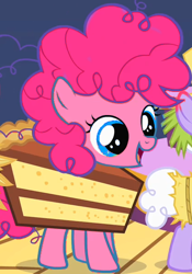 Size: 420x600 | Tagged: safe, derpibooru import, edit, edited screencap, screencap, pinkie pie, earth pony, pony, the cutie mark chronicles, cake, clothes, costume, cotton top, cropped, cute, diapinkes, female, filly, filly pinkie pie, food, food costume, offscreen character, recolor, smiling, solo focus