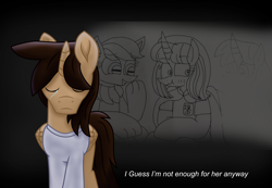 Size: 7000x4830 | Tagged: safe, artist:ejlightning007arts, artist:徐詩珮, oc, oc only, oc:ej, oc:hsu amity, oc:rainbow eevee, alicorn, alicorn oc, alone, clothes, crying, dark, erased from existence, horn, left out, sad, shirt, wings