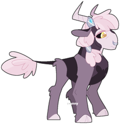 Size: 671x691 | Tagged: safe, artist:s-unny--daydream, artist:selenaede, oc, oc only, oc:evening flower, hybrid, base used, horns, interspecies offspring, male, offspring, parent:fluttershy, parent:lord tirek, simple background, transparent background