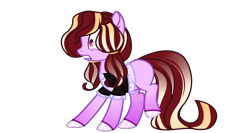 Size: 3400x1808 | Tagged: safe, artist:lazuli, oc, oc only, earth pony, pony, clothes, colored hooves, earth pony oc, female, mare, simple background, solo, transparent background, wide eyes